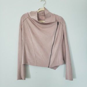 BLANK NYC Pink Faux Suede Asymmetrical Moto Jacket Womens Size Small